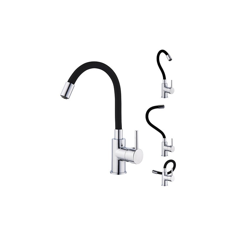 Edouard Rousseau - Mitigeur Lavabo à mémoire de forme ilo - Noir / Chromé