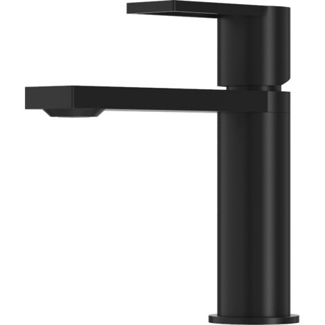 Mitigeur Lavabo Noir Moderne Bas en Laiton ARMA avec Design Géométrique et Cartouche Céramique