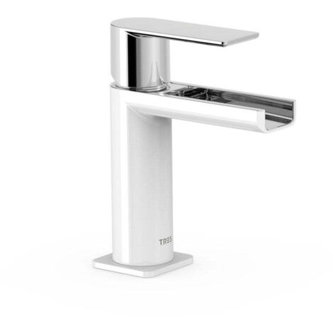 Mitigeur lavabo robinet cascade bec ouvert Blanc - TRES 20011001BL