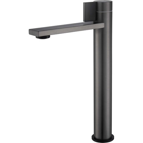 Mitigeur Lavabo Robinet Lavabo Haut Gris Foncé en Laiton pour Salle de Bain Moderne- AquaSup