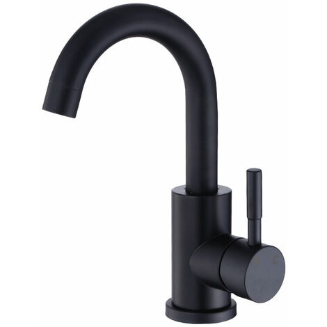 LUMTEN Mitigeur Lavabo, Robinet Salle Bain Noir Rotatif à 360°, Robinet Lavabo Hauteur Total