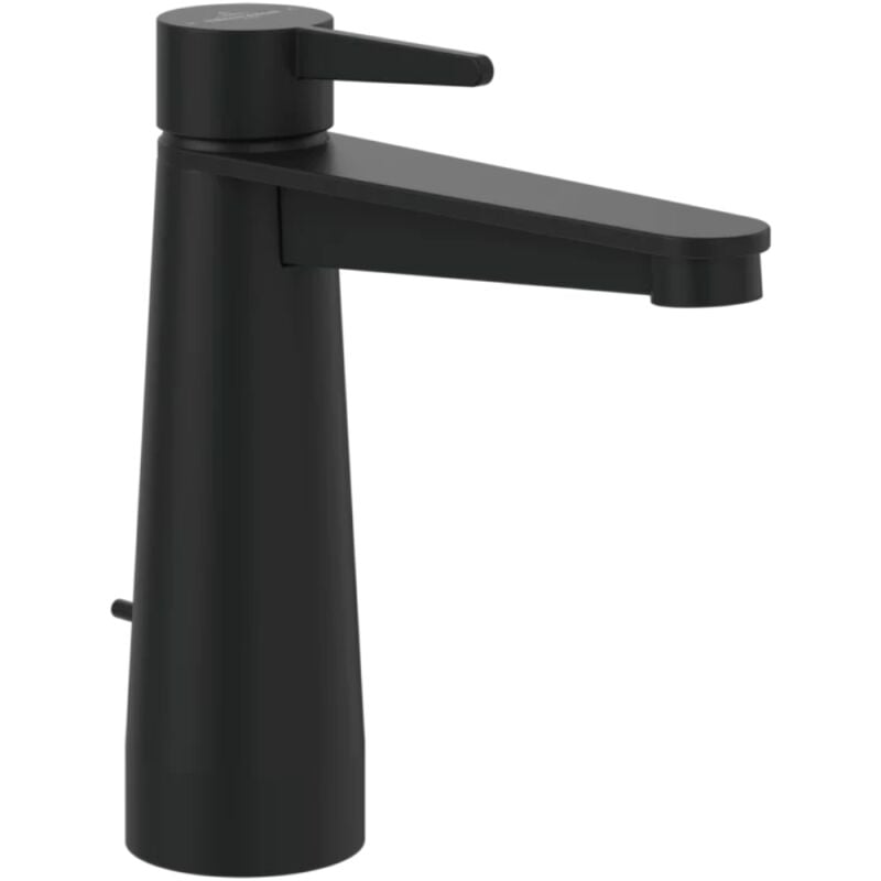 Villeroy&boch - Mitigeur lavabo villeroy et boch Conum ouverture dessus avec tirette Chrome Noir mat