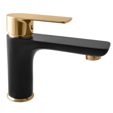 Mitigeur lavabo VLTAVA en laiton doré noir mat sans siphon