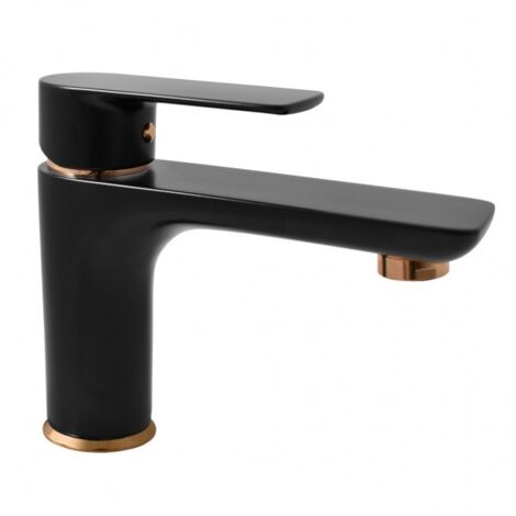Mitigeur lavabo VLTAVA en laiton doré noir sans siphon