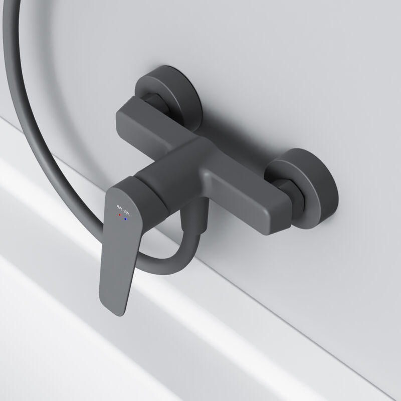 Mitigeur Douche Noir Robinet Douche Main Monté Mur pour Salle de Bains Mélangeur Douche en Laiton - Am.pm