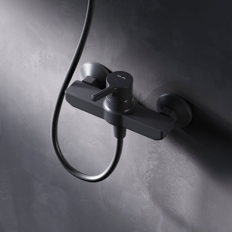 Mitigeur Douche Noir Robinet Douche Main Monté Mur pour Salle de Bains Mélangeur Douche en Laiton - Am.pm