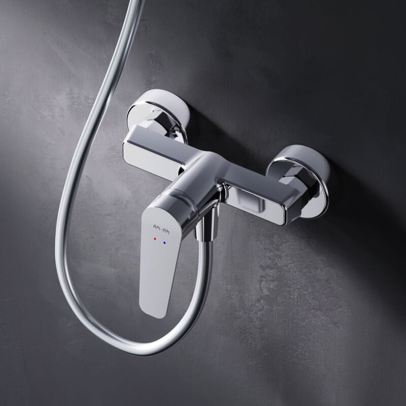 Mitigeur Douche Chrome Robinet Douche Main Monté Mur pour Salle de Bains Mélangeur Douche en Laiton - Am.pm
