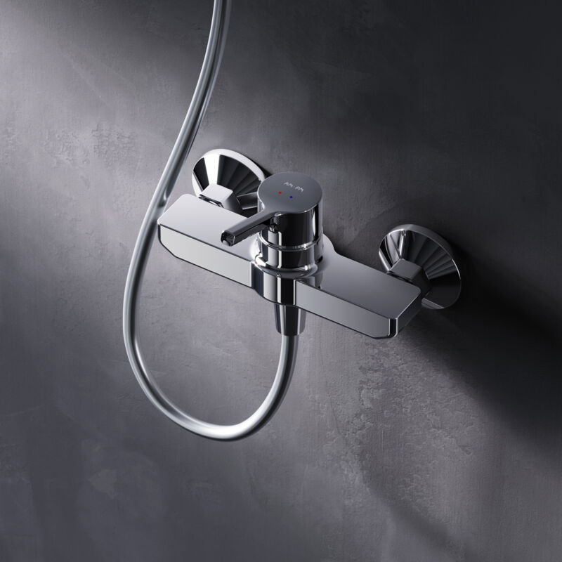 Am.pm - Mitigeur Douche Chrome Robinet Douche Main Monté Mur pour Salle de Bains Mélangeur Douche en Laiton