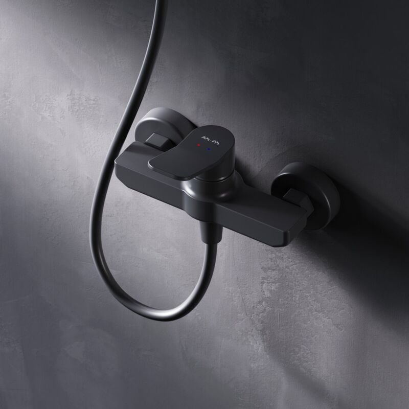 AM.PM Mitigeur Douche Noir Robinet Douche Main Monté Mur pour Salle de Bains Mélangeur Douche en Laiton