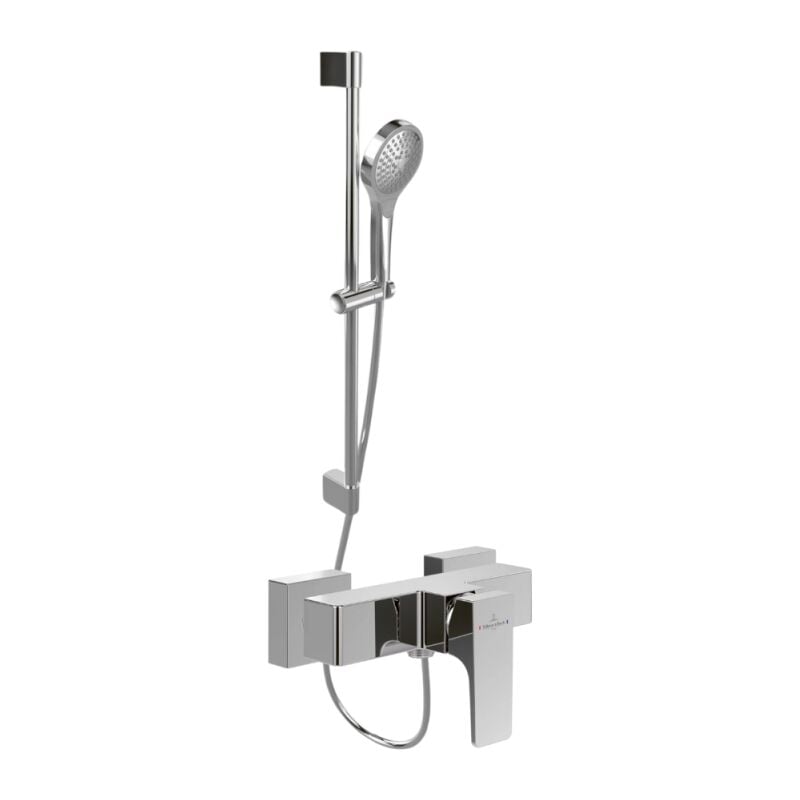 Villeroy&boch - Mitigeur mécanique douche villeroy et boch Architectura Square Chrome + Ensemble de douche Verve Showers 3 jets Chrome