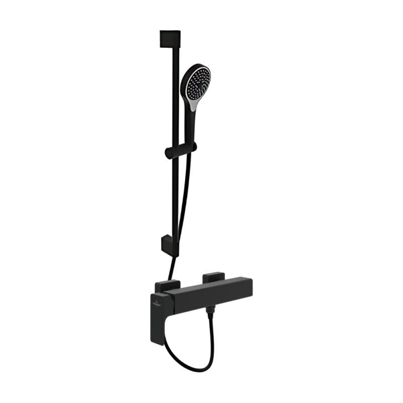 Mitigeur mécanique douche villeroy et boch Subway 3.0 Chrome + Ensemble de douche villeroy et boch Verve Showers 3 jets Noir mat