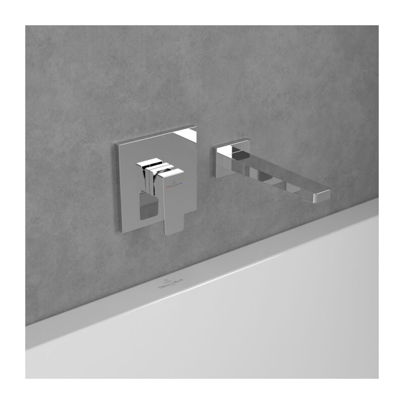 Villeroy und Boch Architectura Square kit d&39installation finale TVS12500200061 raccord encastré, montage mural, chromé