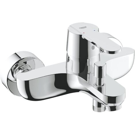 Mitigeur monocommande bain douche - GROHE - Get - Montage mural - Raccord fileté - Rosaces métal