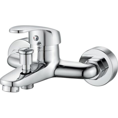 Mitigeur Monocommande Bain Douche, Robinet Baignoire Mural,Robinet Douche Mitigeur Baignoire, Raccord Fileté 1/2", Chromé