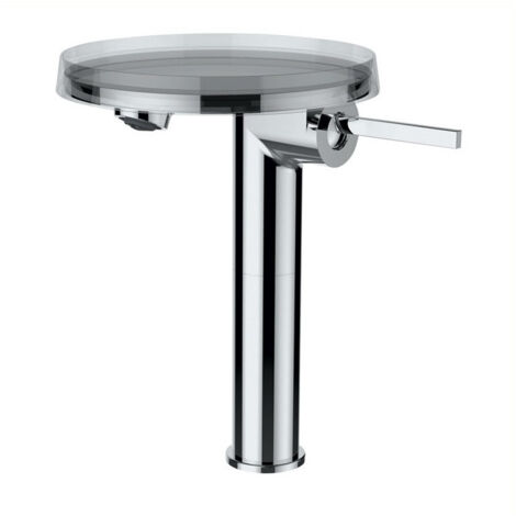 Mitigeur monocommande colonne KARTELL avec disque décoratif chrome transparent LAUFEN