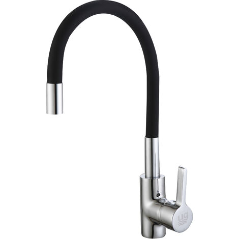 Mitigeur monocommande d'Ã©vier avec bec flexible haut de gamme en couleur noire, modÃ¨le Caoba