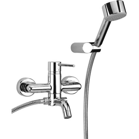 Mitigeur monocommande de bain extérieur avec pomme de douche flexible et support de douche Paini Cox 78CR105  Chromé