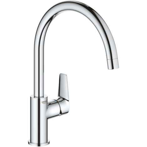 Mitigeur monocommande évier 31233001 – Finition chromée GROHE StarLight – Bec pivotant avec mousseur – Montage monotrou sur plage - G31233001