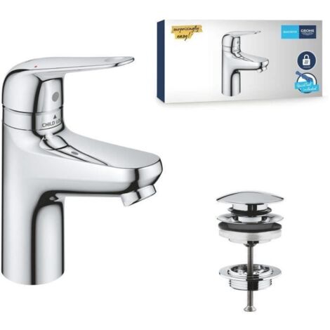 Mitigeur monocommande - GROHE - 24319001 - Lavabo Swift - Avec sécurité enfant - Taille S