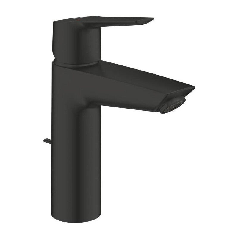 Grohe - Mitigeur monocommande lavabo Start - 234552432 - Noir mat - Taille m - Bec moyen - Economie d'eau - Tirette et vidage