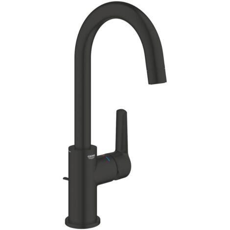 Grohe – Mitigeur de lavabo monocommande noir mat – Bec haut 311mm – Levier métallique – Installation rapide – 242032432