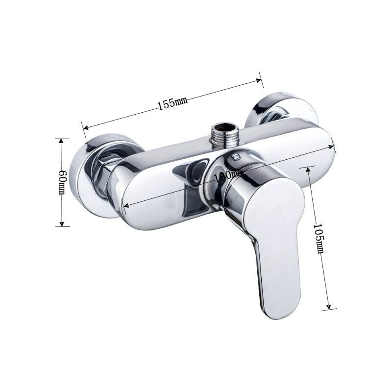 Mitigeur Monocommande pour Monocommande de Douche Robinet Baignoire, Mural Chromé