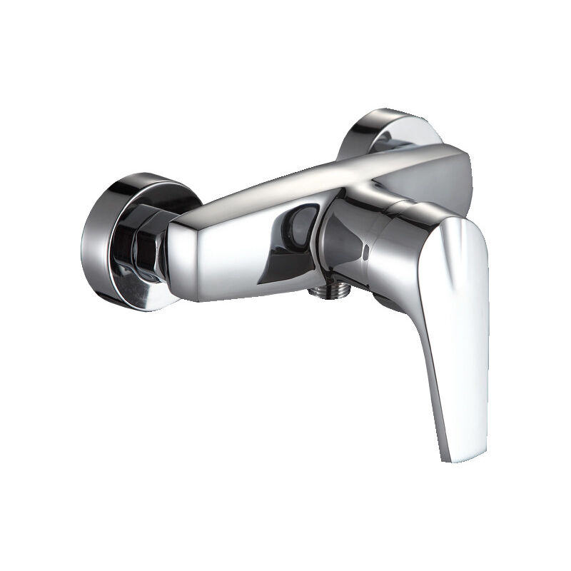 Mitigeur monocommande, robinet à montage mural, raccord fileté pour flexible en 1/2', rosaces métal incluses, installation facile, chromé