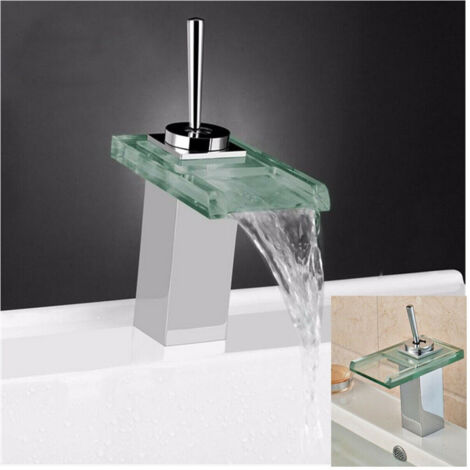 Mitigeur Monocommande Robinet De Lavabo En Verre Cascade Salle De Bain