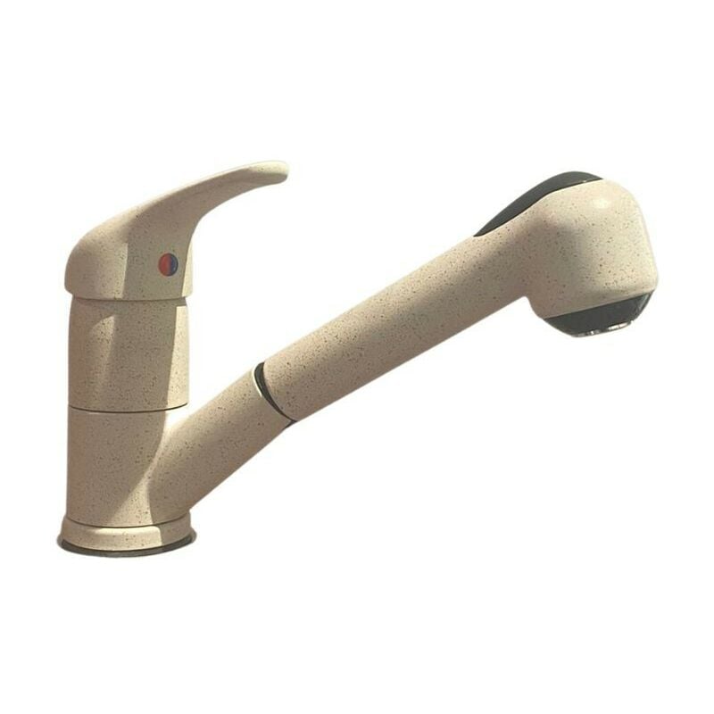 Robinet de cuisine avec douchette extractible en granit beige Paini Mixo 45Q568TCZ- 45x573