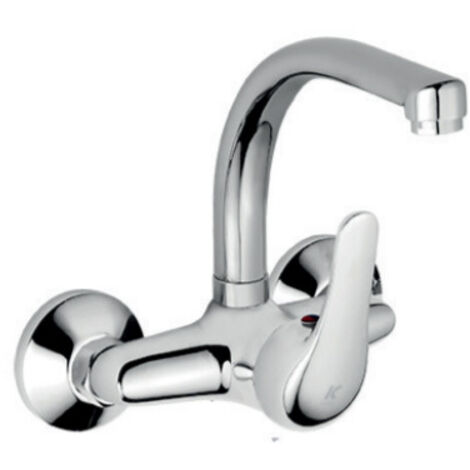 Mitigeur mural d'évier 11 cm – Finition chromée polie – Bec haut pour cuisine moderne – Cartouche céramique 40 mm
