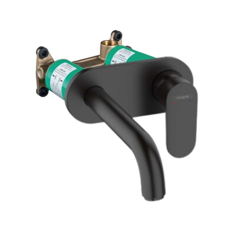 Mitigeur mural lavabo HANSGROHE, Vernis Blend, noir mat + Corps encastré