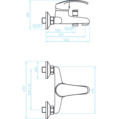 Mitigeur mural pour baignoire et douche Kakadu, blanc