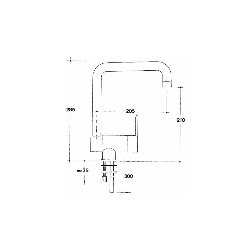 Mitigeur pour évier à bec rabattable - Saillie : 200 mm - Décor : Chromé - Matériau : Laiton - Hauteur : 300 mm Itar