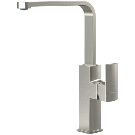 Mitigeur pour évier Alpina Square Cold Open - 310 mm 5l/min - Nickel brossé - STANDARD HIDRAULICA - 61196