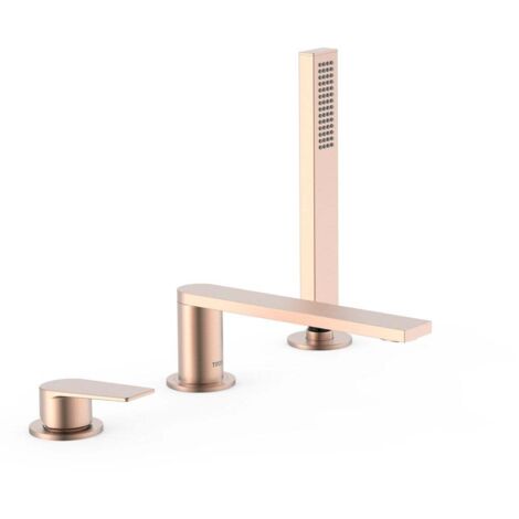 Mitigeur pour rebord de baignoire Inverseur intégré dans le bec de baignoire Or Rose Mat 24K - TRES 21116101OPM