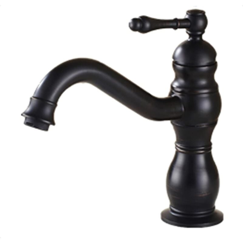 Mitigeur rétro, robinet de salle de bain, pivotant à 360°, hauteur 20 cm, noir