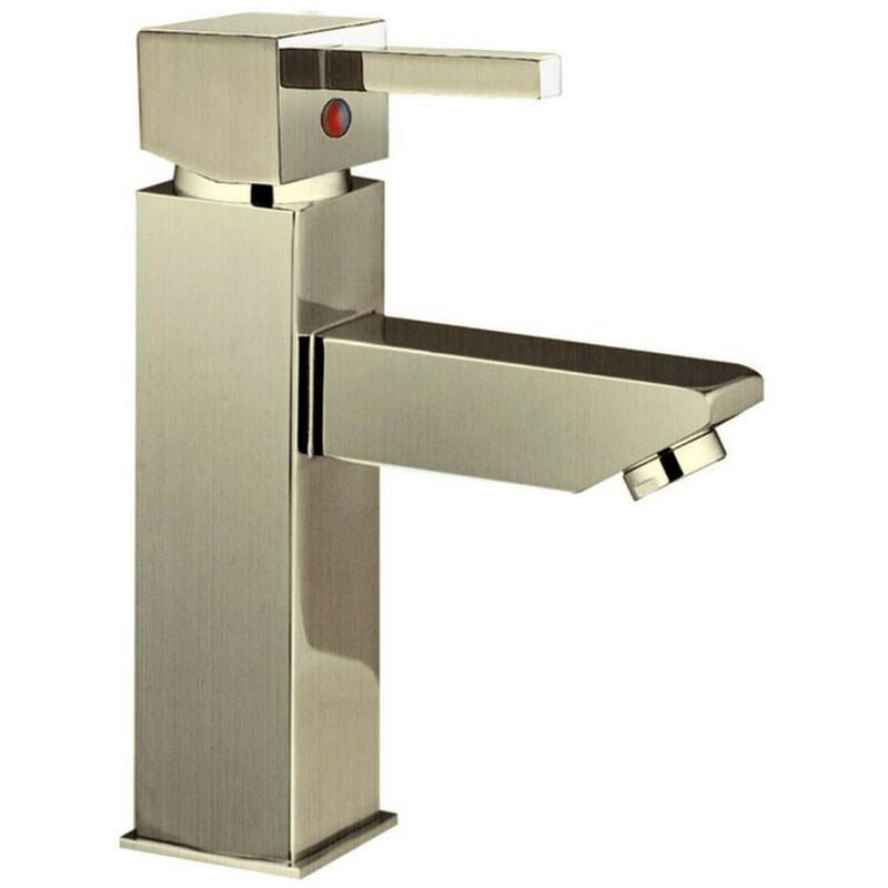 Pro Et Discount - Mitigeur robinet de lavabo a bec fixe finition acier brossé cartouche céramique