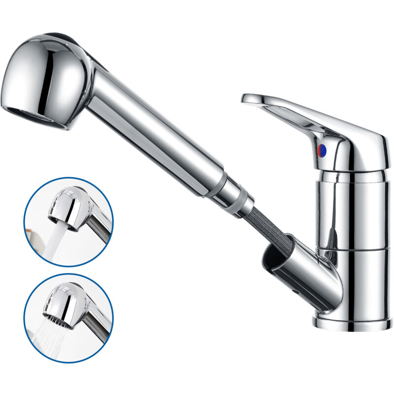 Auralum - Robinet Cuisine Mitigeur douchette extractible Rotatif 360° Robinetterie Évier Robinet Eau et Froide