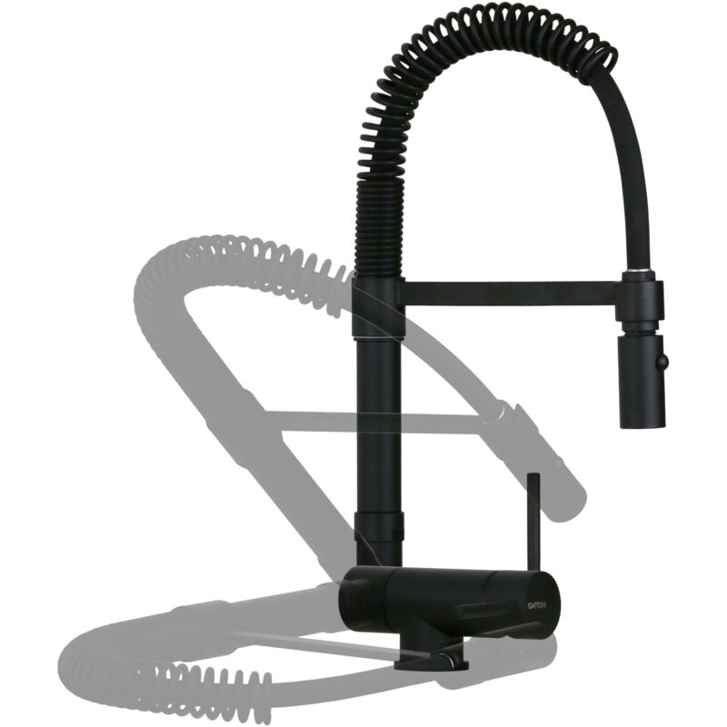 Gattoni Rubinetteria - Mitigeur sous fenêtre noir mat avec modèle et douche à deux jets Gattoni 0285/PCNO Noir mat