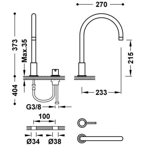 Mitigeur sur gorge pour lavabo Graphite - TRES 26110501GR