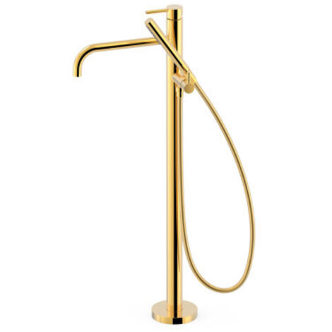 Mitigeur sur pied pour baignoire et douche1 colonne verticale Or 24K - TRES 26247005OR