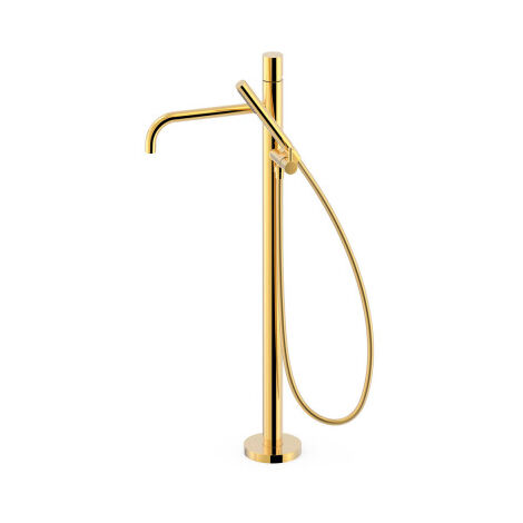 Mitigeur sur pied pour baignoire et douche1 colonne verticale Or 24K - TRES 26247006OR