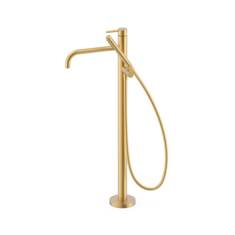 Mitigeur sur pied pour baignoire et douche1 colonne verticale Or Mat 24K - TRES 26247005OM