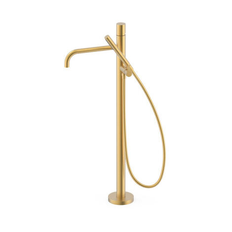 Mitigeur sur pied pour baignoire et douche1 colonne verticale Or Mat 24K - TRES 26247006OM