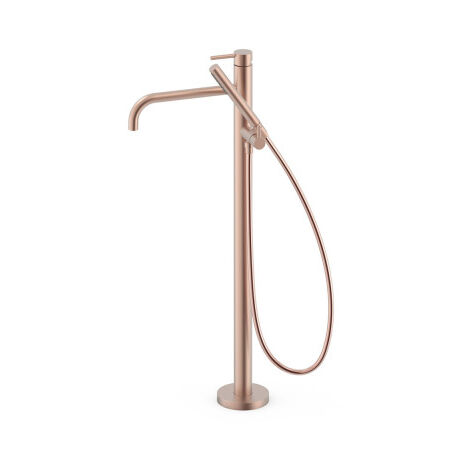 Mitigeur sur pied pour baignoire et douche1 colonne verticale Or Rose Mat 24K - TRES 26247005OPM