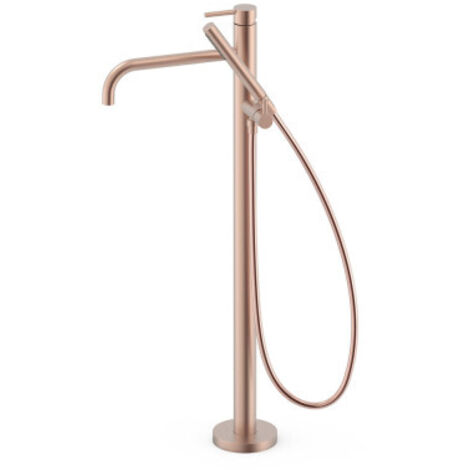 Mitigeur sur pied pour baignoire et douche1 colonne verticale Or Rose Mat 24K - TRES 26247005OPM