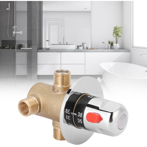 Mitigeur Thermostatique 3 Voies en Cuivre G1/2in - Régulateur de Température pour Salle de Bain et Douche