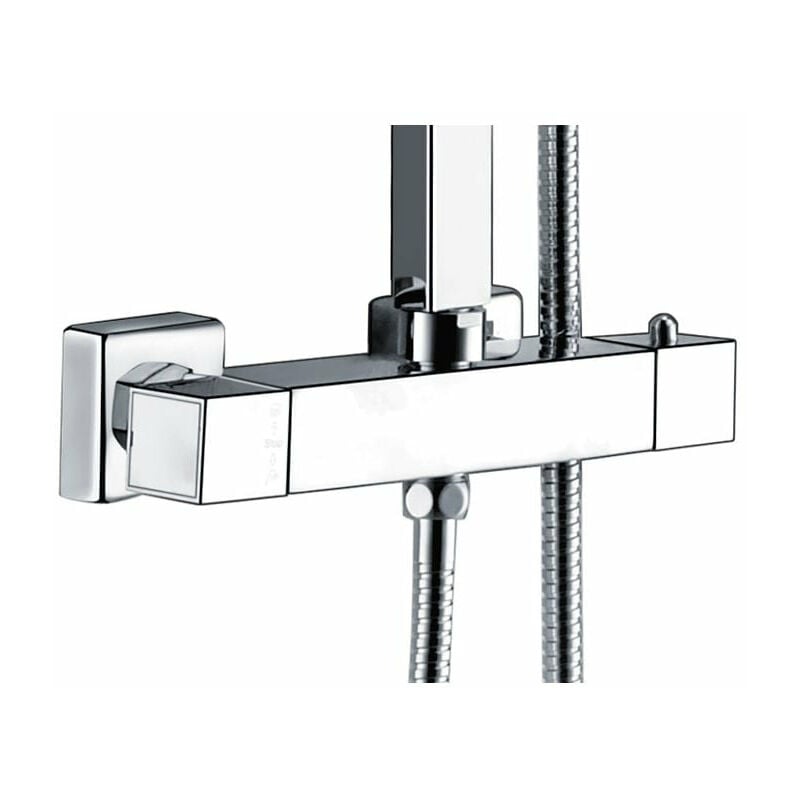 Bagnoclic - Mitigeur thermostatique carré double sortie pour colonne douche