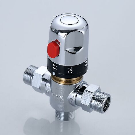 Mitigeur thermostatique Contrôle de la température G1/2 Vanne en laiton massif à 3 voies pour systèmes de douche-BDD