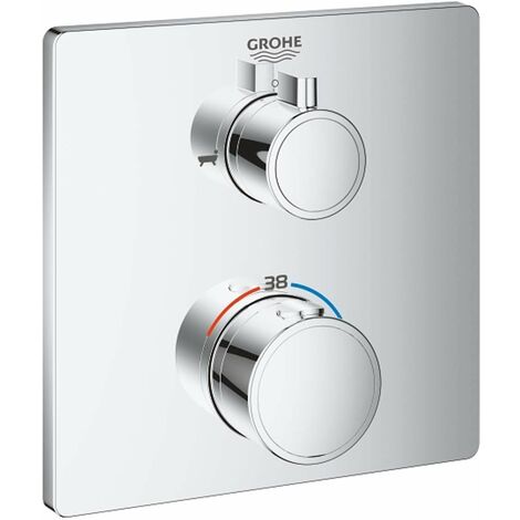 Mitigeur thermostatique de baignoire encastré 2 sorties – Finition chrome – Débit 27 l/min – Technologie GROHE TurboStat